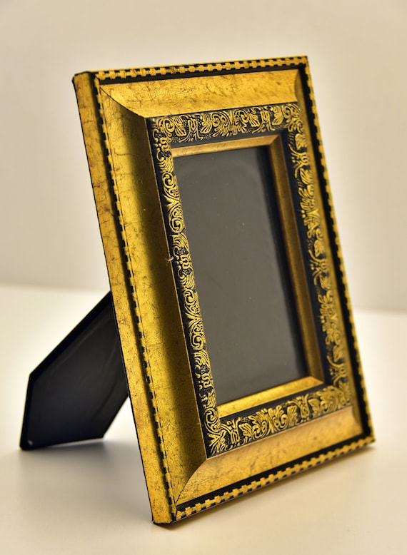 Vintage Wooden Photo Frame, Goldplated Painted Wooden Frame, Gift