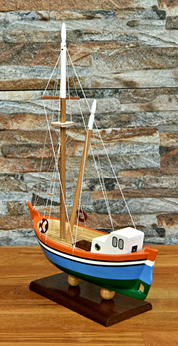 Handmade, Wooden Ship Model Fishing Boat, Wood Boat Model - Etsy