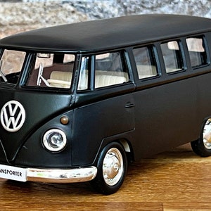 Volkswagen T1 Transporter , Model car, Diecast car, 1/32 scale model car, Model bus, car model, collectible, VW bus, Matte black