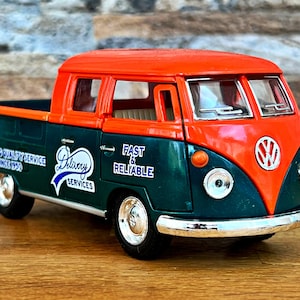 Volkswagen Bus Double Cab Pickup 1963 | Diecast car | 1/34 scale model car | vintage model bus | collection item | die cast model | VW Bus