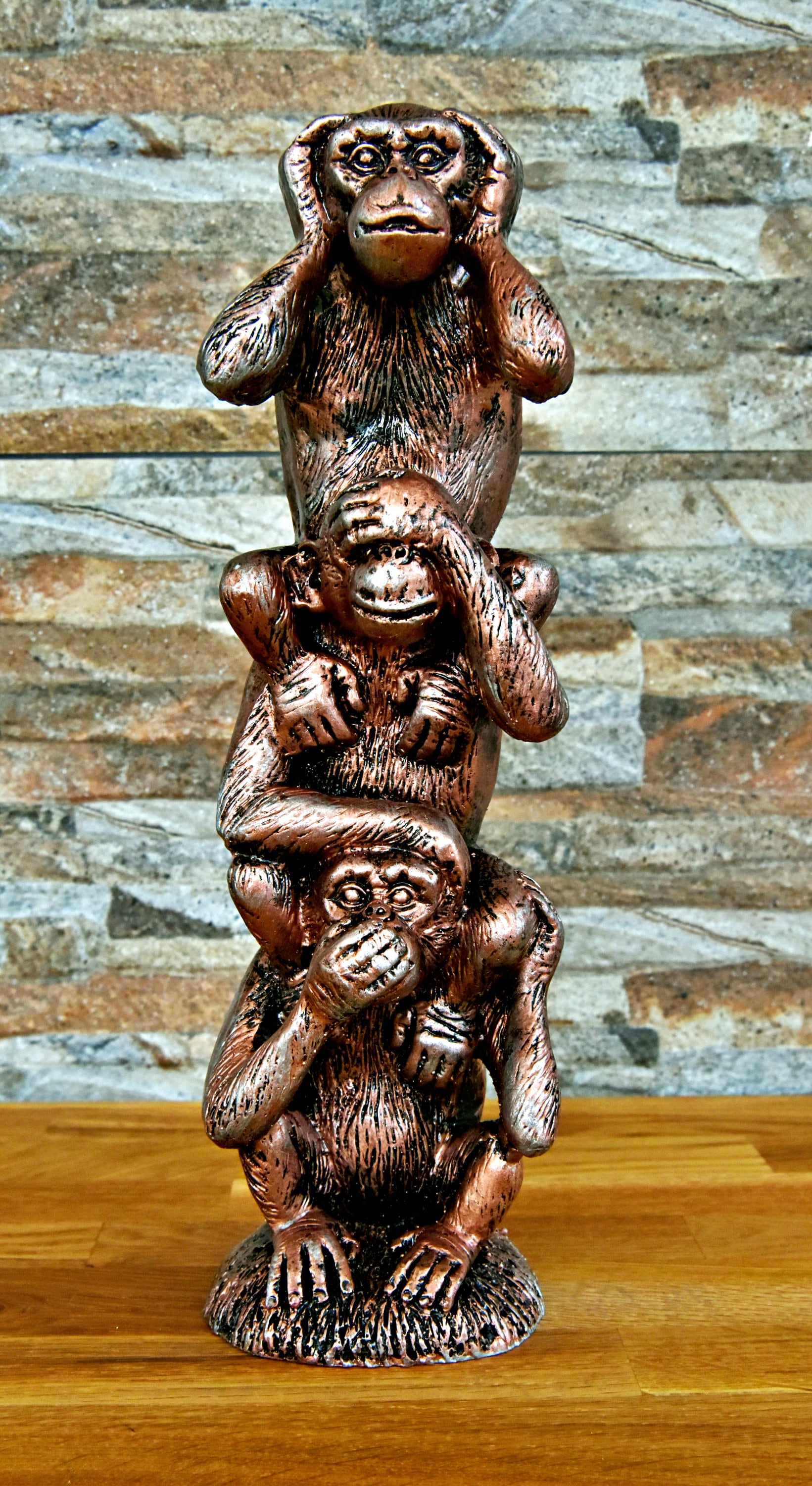 Three wise monkeys Statue Bronze color three monkeys Etsy