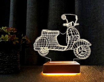 Vespa Motorrad LED-Schild | Geführte Lampe | 3D Nachtlicht | Motorrad Lichtzubehör | Led Licht Zubehör | Motorrad-Schild