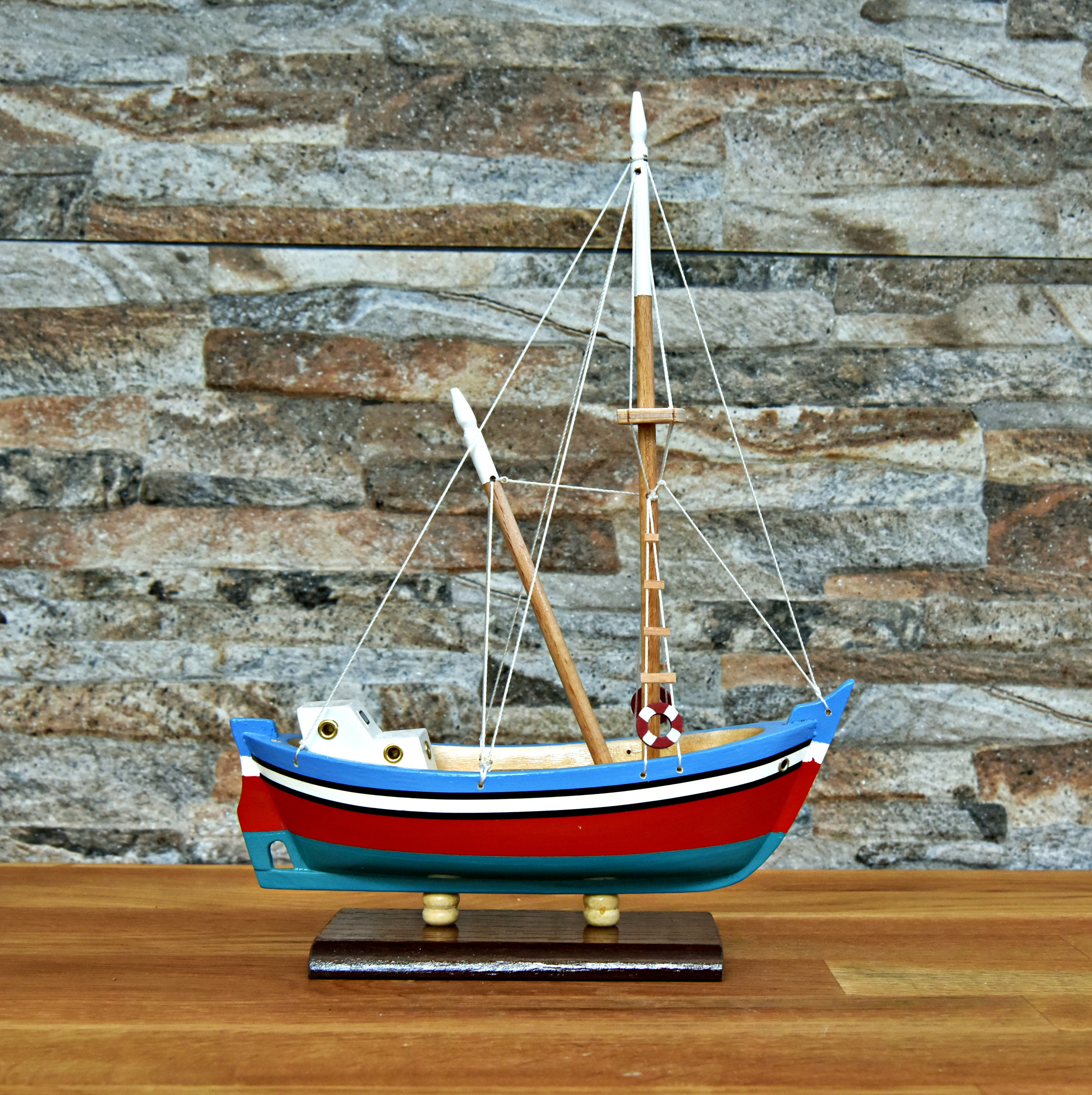 Vintage Fishing Boat Wooden Model hand made & signed 10 X 10 Nova Scotia  