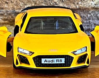 Red Licensed Audi R8 1/43 Diecast Model - Custom Name Toy Car for