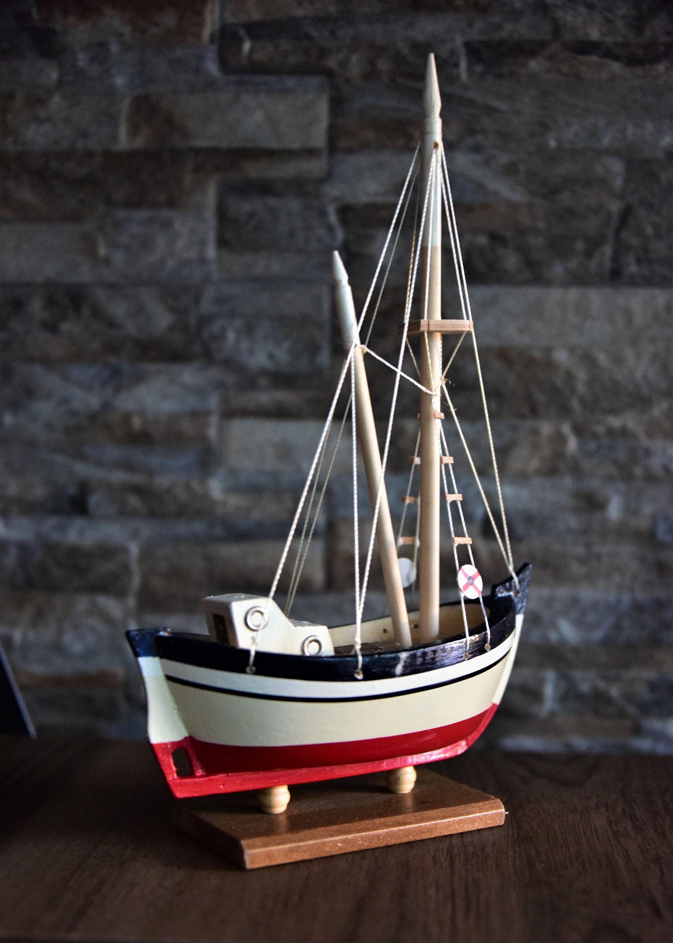 Handmade, Wooden Ship Model Fishing Boat, Wood Model Boat 