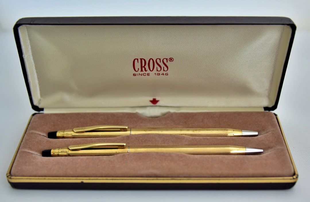 Vintage Gold Brandname Cross Pencil and Ballpoint Set, 1980s