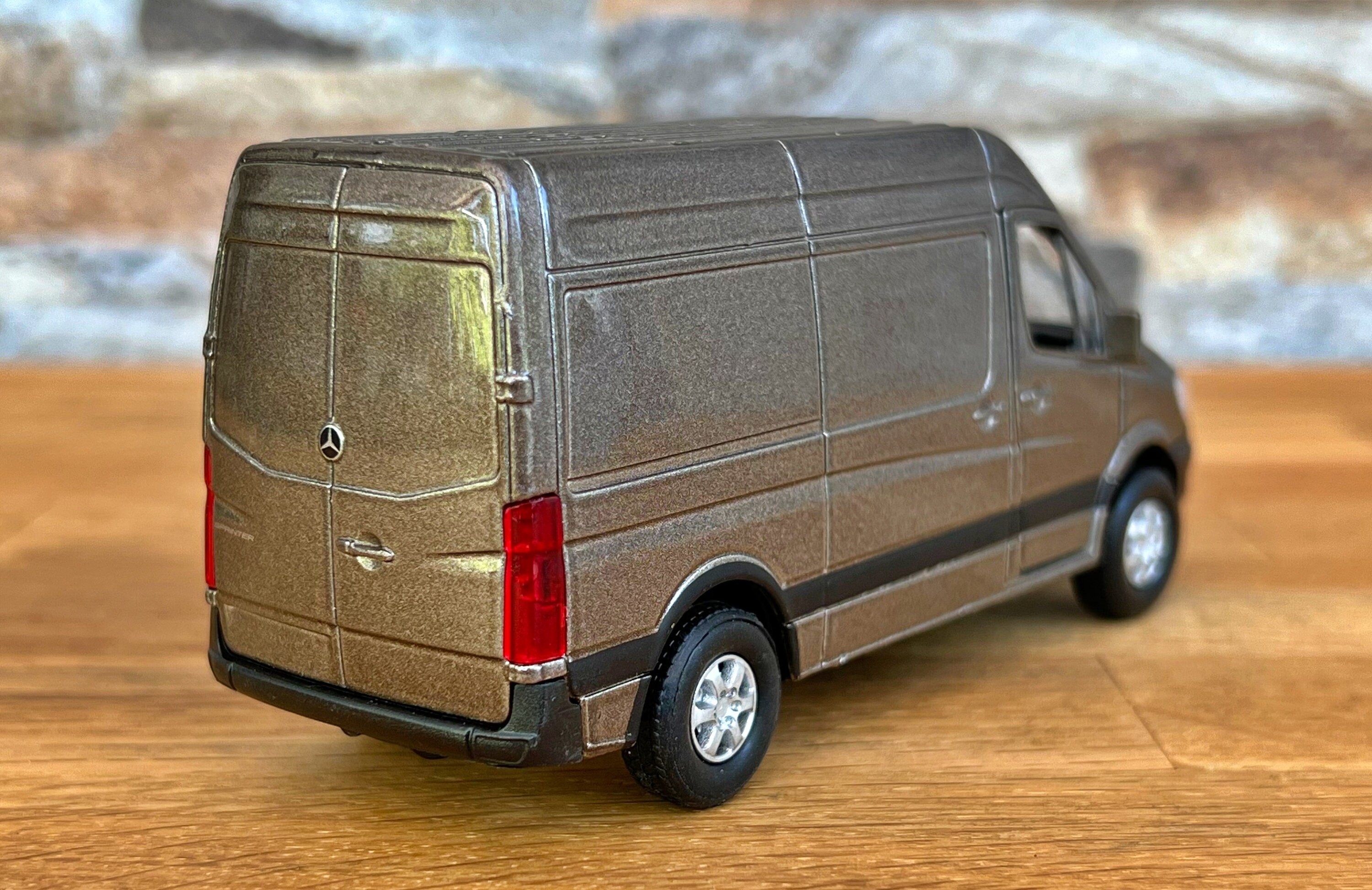 D.A.Y. Republic Official Licensed Mercedes Benz Sprinter White Panel Van - 1:48 Scale, with Open and Close Doors, Metal Die Cast, Pull Back and Go, Action Toy Collectors Model