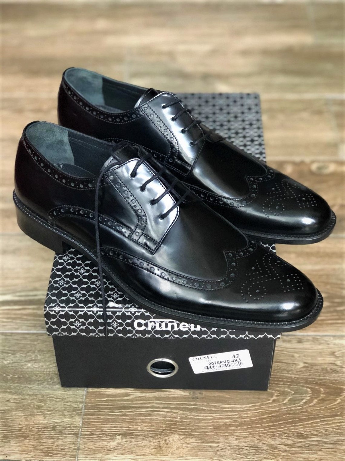 Men's Oxford Shoes in Black leather Vintage style leather Etsy