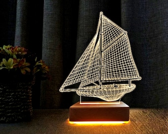 Sailing Boat Led Sign | Led Lamp | Ship 3D Night Light | Sailing Ship Light Accessory | Led Light Accessory | Ship Sign