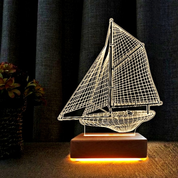 Segelboot Led Zeichen | Led Lampe | Schiff 3D Nachtlicht | Segelschiff Licht Accessoire | Led Licht Zubehör | Schiffsschild