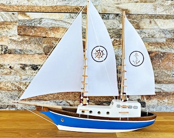 Modelo de velero de madera hecho a mano, modelo de velero, modelo de velero, barco de madera, modelo de yate, modelo de barco, velero de madera a la deriva