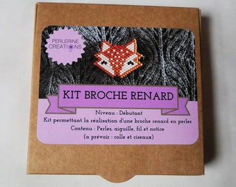 Kit DIY : Tissage d'une broche renard en perles Miyuki en Brickstitch / initiation au brickstitch