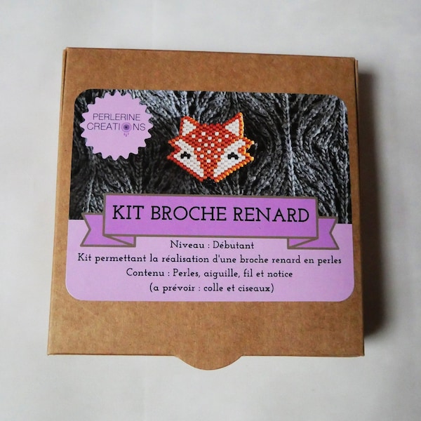 Kit DIY : Tissage d'une broche renard en perles Miyuki en Brickstitch / initiation au brickstitch