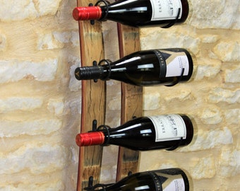 Wooden Oak Wine Barrel Stave Wine Rack Wall Mounted - 6 Bottle Holder
