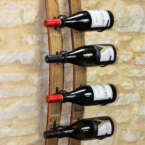 Botellero de madera de roble para vino, montado en la pared, con soporte para 6 botellas