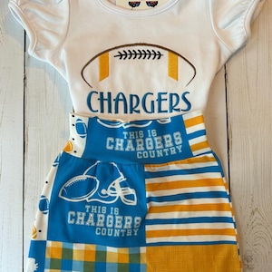 chargers jersey dress Girls Preschool Powder Blue Los Angeles Chargers Two-Piece Cheer Captain Jumper Dress with Bloomers Set