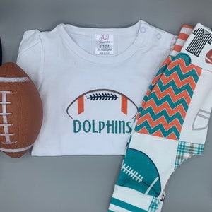 Miami Dolphins inspired joggers with embroidered Dolphins shirt.
