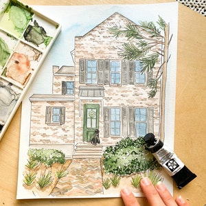 Custom Location Water Color Painting House, Apartment, Private Residence image 6
