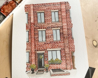 Custom Location Water Color Painting - House, Apartment, Private Residence