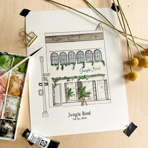 Custom Location Water Color Painting - Bar // Restaurant // GIFT