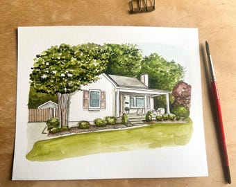 Hand Painted Custom Location Water Color Painting - House, Apartment, Private Residence