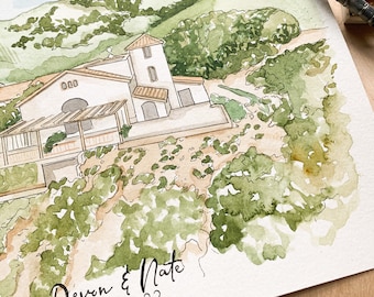 Custom Wedding Venue Location Painting