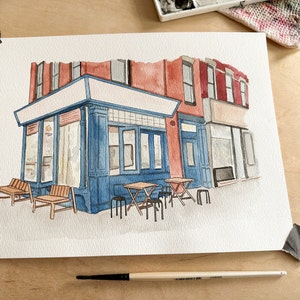 Custom Location Water Color Painting Bar, Restaurant image 6