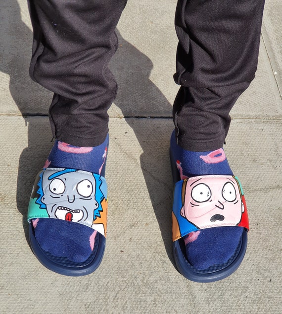rick and morty nike slides