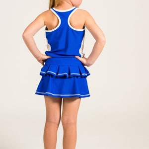DeuceLuv/ Girl's Blue Tennis Skirt with Ruffled Back image 3