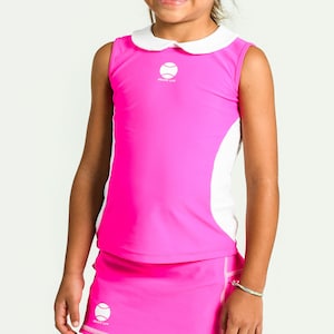 DeuceLuv / Camicia da tennis senza maniche rosa con colletto da bambina