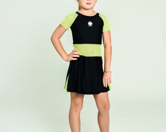 DeuceLuv/ Girl's Black Modern Mesh Tennis Dress