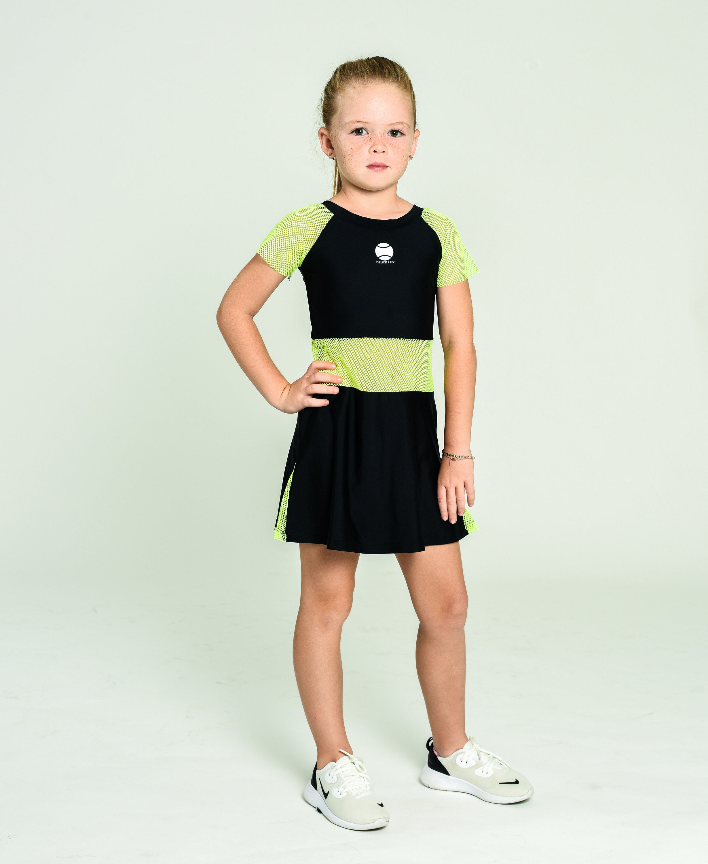 green emerald velvet dress Women's Tennis Dress with Built-in Shorts Scalloped Green Golf Dress R –  Attraco main image 1