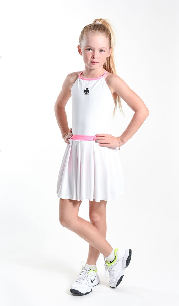 DeuceLuv/Girl's White Classic Tennis Dress DeuceLuv/Girl's White Classic Tennis Dress