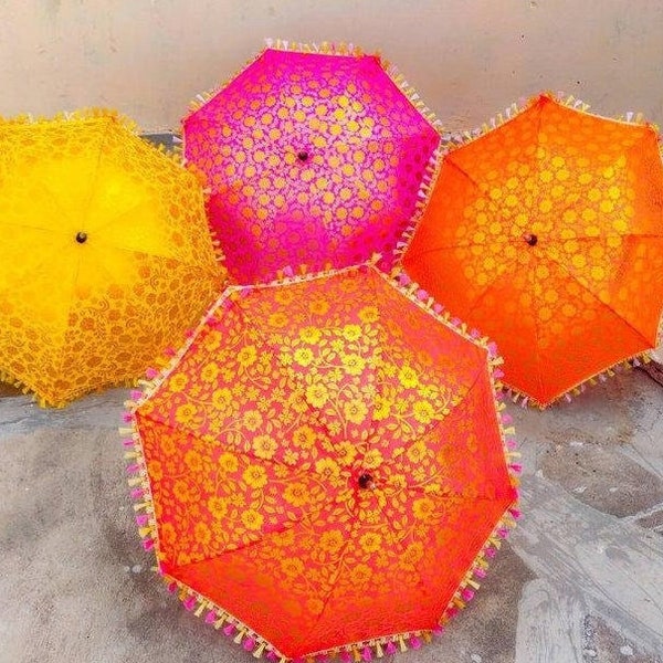 Indian Home Decor Sun Parasol Umbrella Patchwork Design Silk Wedding Decoration Umbrellas Event Decor Rajasthani Umbrella