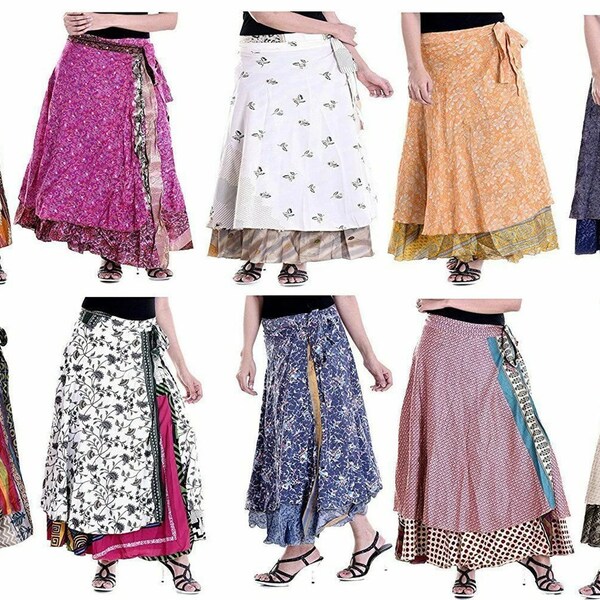 Vintage Silk Skirt, Bohemian Skirts, Wrap sari skirts, Women Hippie Summer Skirts Indian Silk Mini Skirts,Handmade silk skirt