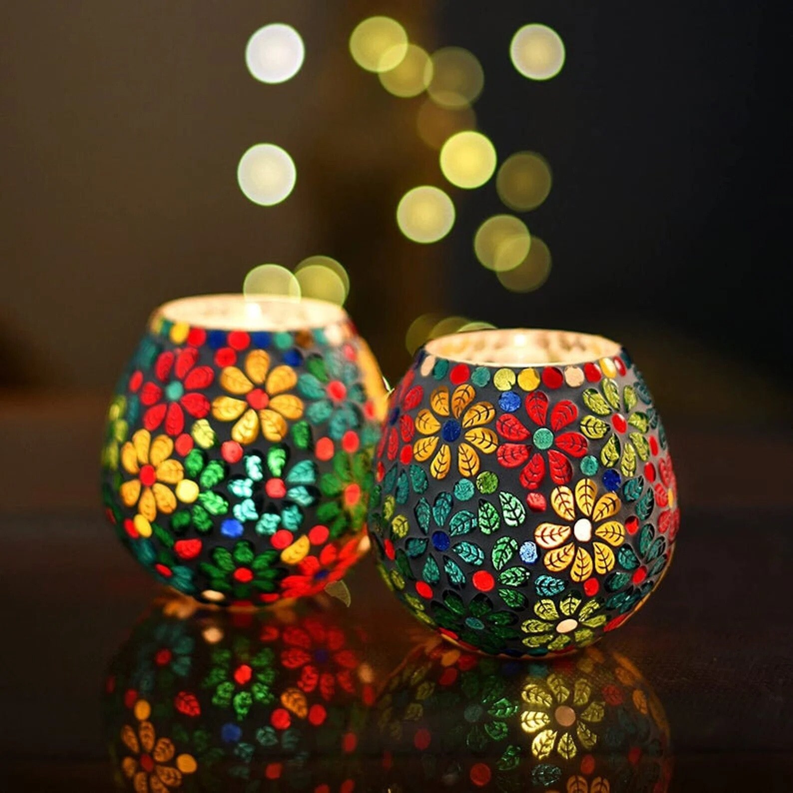 Dia Decor Decorative Glass Tealight Candle Holders With A Flower