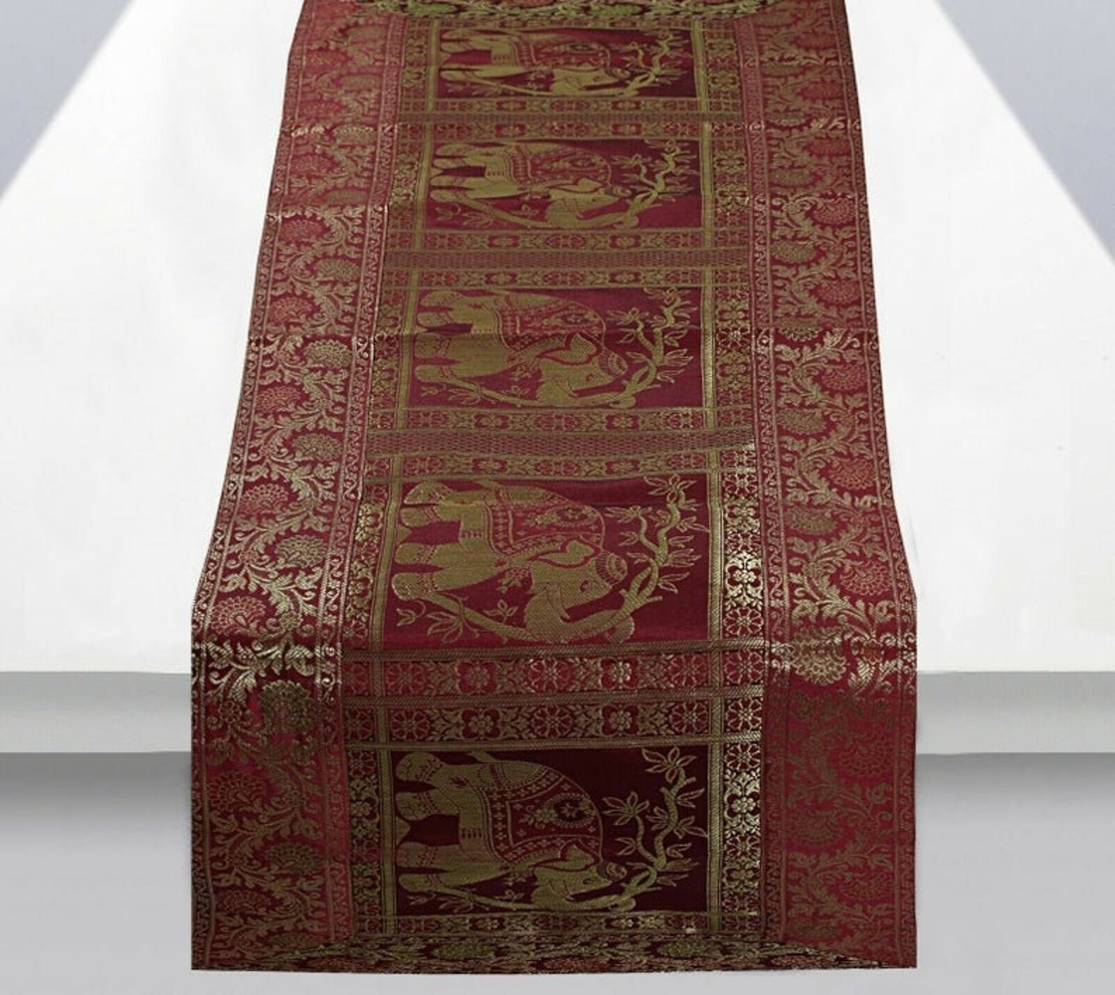 Indian 16X60 Inch Silk Table Runner Room Decor Cloth Etsy