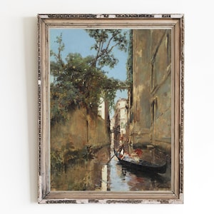 CANVAS ART PRINT | Venice Home Decor | Architecture Wall Art Print | Venetian Gondolier Print | Gondola Painting |  Canal of Venice Art