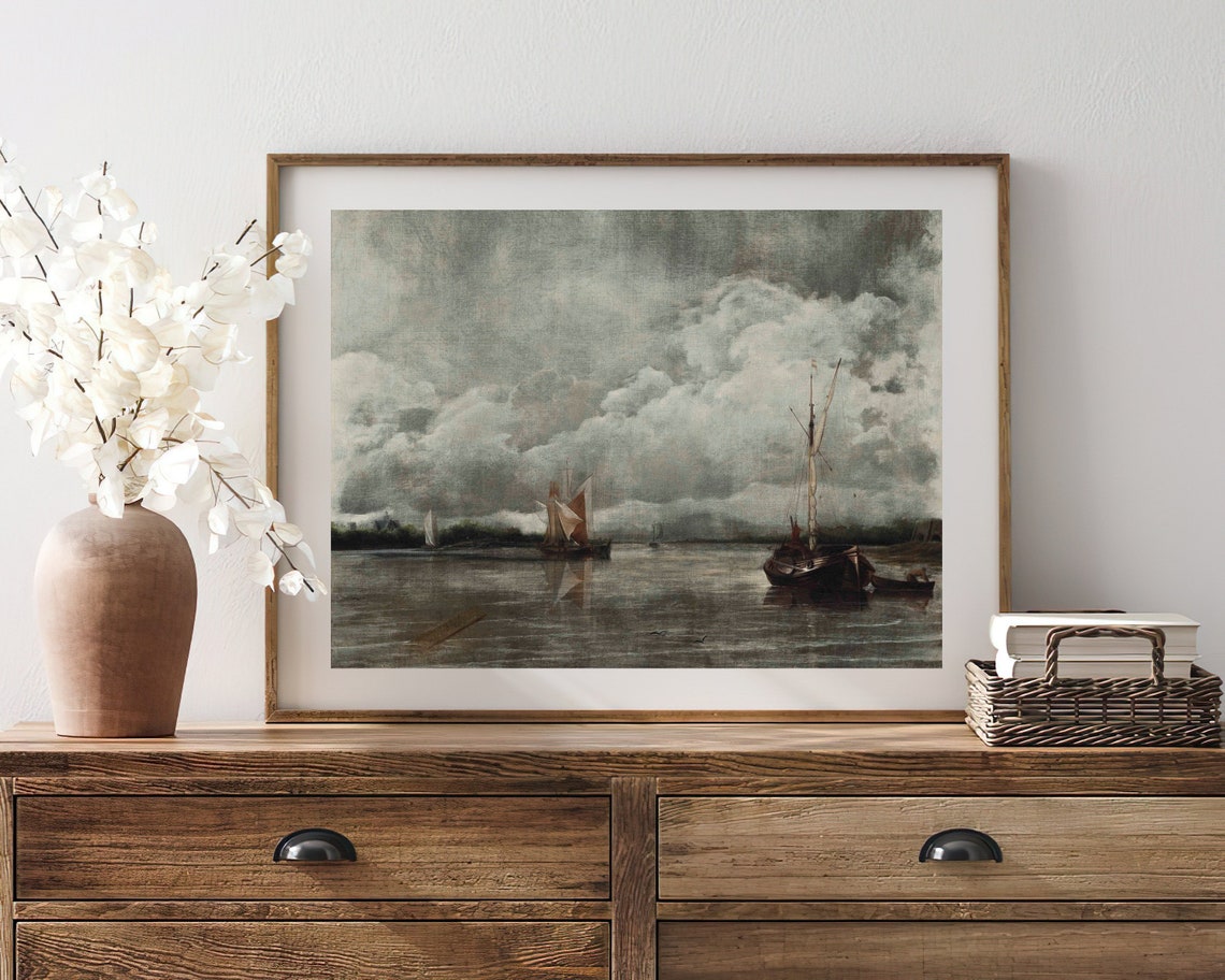 PRINTABLE ART Cloudy Night Sky Oil Painting Moody Nautical Etsy