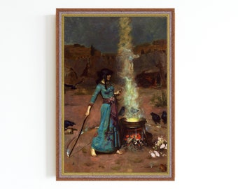 Magic Circle Canvas Print | John William Waterhouse Witch Art