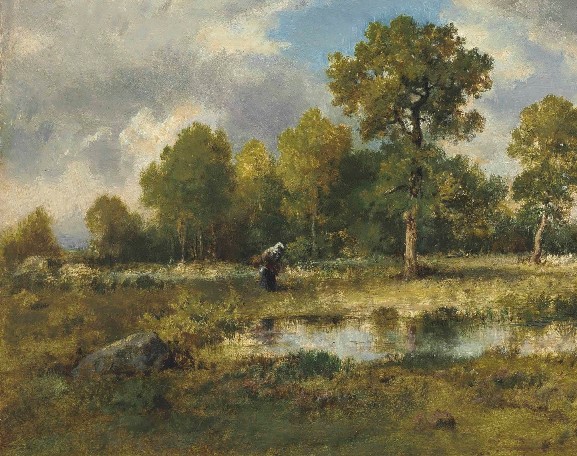 Landscape Wall Art Antique Landscape Painting Vintage Pond | Etsy