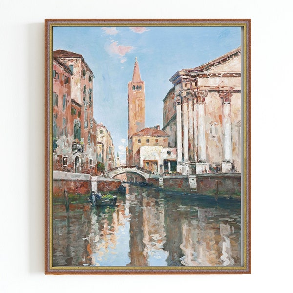 IMPRESSION D'ART SUR TOILE | Peinture à l'huile de Venise | Impression d’art de Venise | Italie Art mural | peinture vintage de Venise | Italie Art Print | Gondole Venise Art