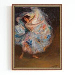 CANVAS ART PRINT | Ballerina Oil Painting | Vintage Female Dancer Art Print | Ballet Art | Antique Figurative Painting | Impressionist Art
