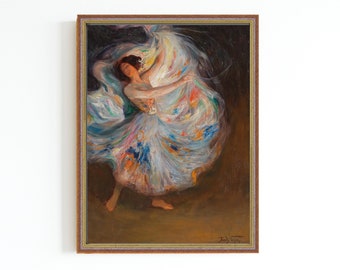 Impresión artística en lienzo de pintura al óleo de bailarina / Bailarina impresionista vintage