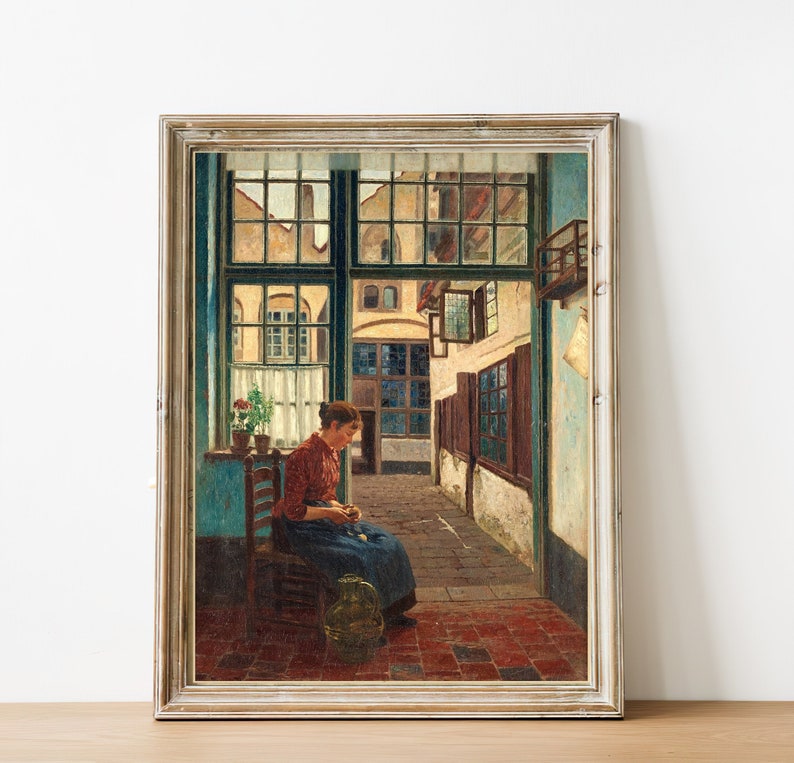 CANVAS ART PRINT Interior With a Woman Home Decor at the Etsy