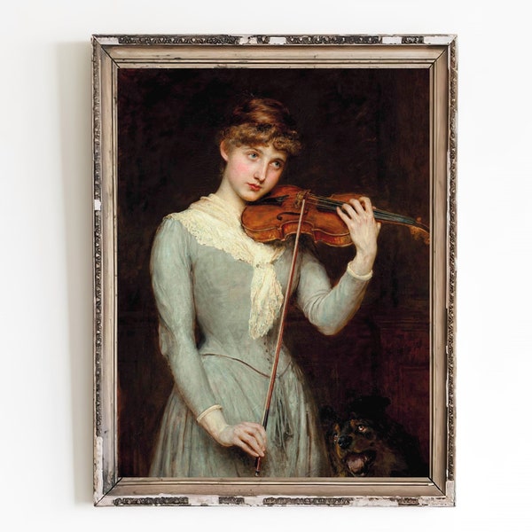 CANVAS ART PRINT | Girl With a Violin Wall Art | Music Art Print | Violinist Gifts | Music Violin Art | Musician Art | Girl Playing Violin