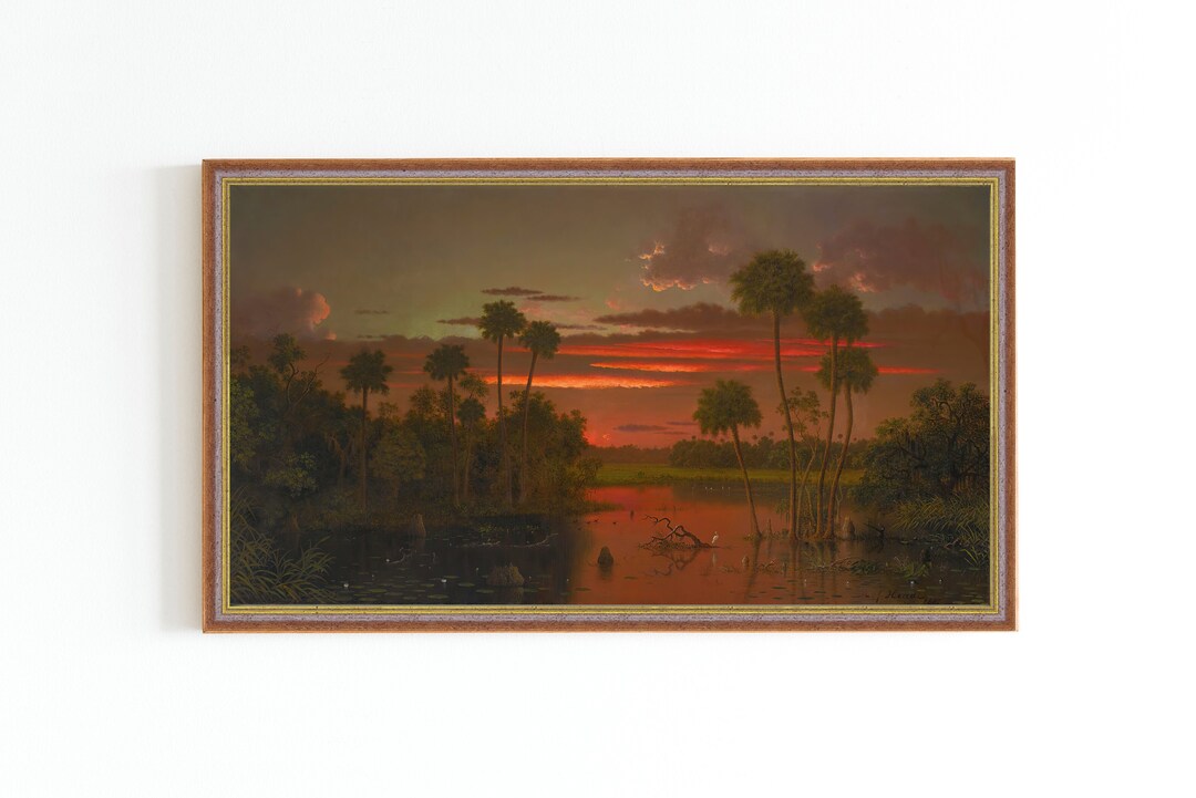 CANVAS ART PRINT Florida Landscape Painting Vintage Sunset Art Print