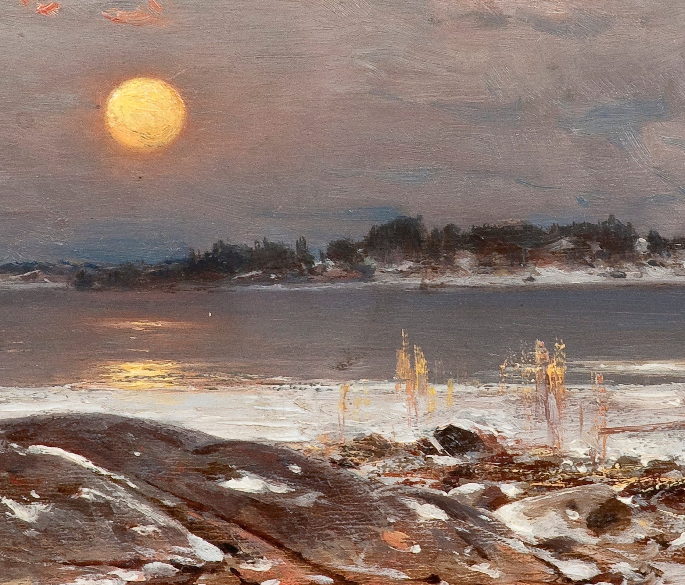 Full Moon Seascape Art Print | Classic Beach Oil Painting - Etsy