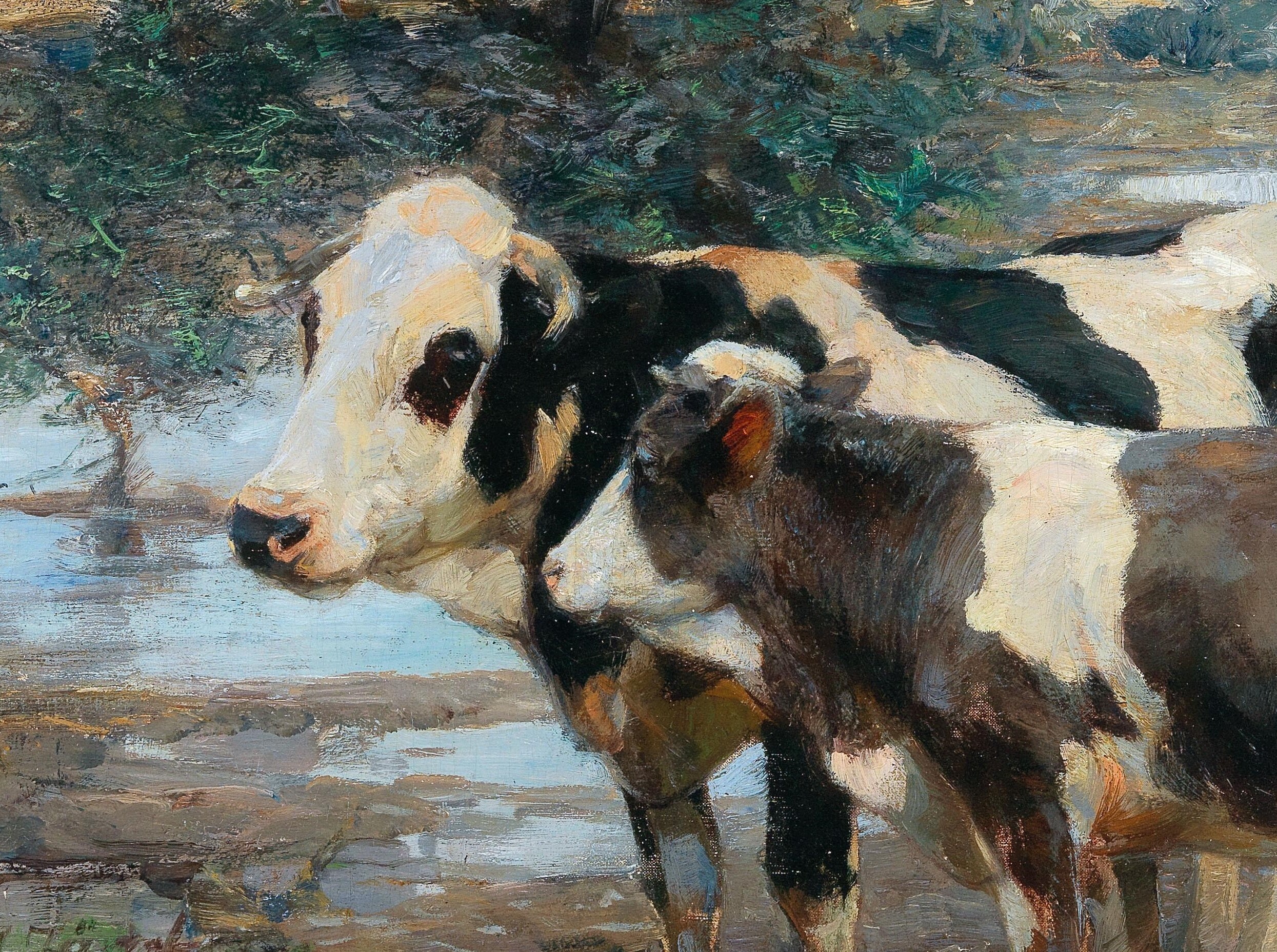 ARTE IMPRIMIBLE / Vintage Farm Animals Oil Painting / Two Cows Etsy