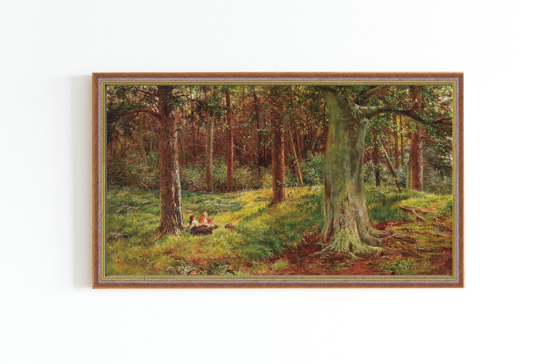 LEINWAND KUNSTDRUCK Tiefer Wald Gemälde Vintage Wald Etsy.de